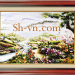 Шелковые картины Вьетнама=цветок бабочка 379= - SHVN 2135 - 50cm x 70cm (2)