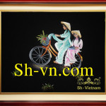 вышитые картины пионы=The women 's Áo dài 460=-SHVN 1182 40 x 50cm.