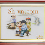 ручные вышитые шелковыми картины=Дети 531-SHVN-2294-45x50cm.