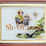 ручные вышитые шелковыми картины=Дети 538-SHVN-2299-45x50cm.