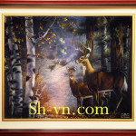 ручные вышитые шелковыми картины=Счастье вместе 523=SHVN 1025 - 95cm x 150cm (2)