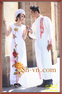 Ручные-вышитые-розы-ao-dai=вышитые шелком платья Áo Dài 606-SHVN 606