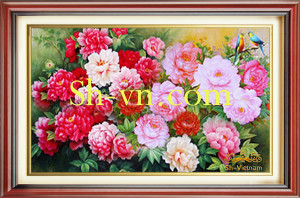 Hand-emberoidered-flowers=Peony flowers (523)-SHVN-2523-80x120cm