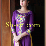 Hand-embroidered-on-ao-dai-Model ao dai Viet Nam 115-SHVN 115