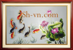 Tranh thêu tay nghệ thuật 'Cửu ngư phú quý' (96)