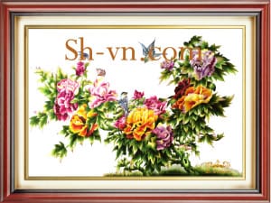 peony-embroidery=Peony embroidery pattern (50)-SHVN 2550-80X100cm