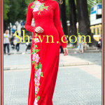 Ручные-вышитые-розы-ao-dai=вышитые шелком платья Áo Dài 617-SHVN 617