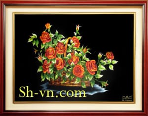 вышивка розы гладью=картины вышитые шелком вьетнам 1064-SHVN 1064- 80cm x 110cm