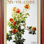 вышивка розы гладью=картины вышитые шелком вьетнам 1085-SHVN 1085 - 00cm x 110cm.