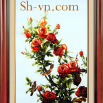 вышивка розы гладью=картины вышитые шелком вьетнам 1086-SHVN 1086 -100cm x 80cm