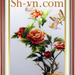 вышивка розы гладью=картины вышитые шелком вьетнам 2424-SHVN-2424-45x60cm