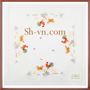 ベトナム刺繍テーブルクロス＝テーブルクロス刺繍406-SHVN 406