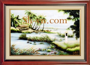 SHVN 2027- 65cm x 85cm-لوحاتزهورجميلة = صور التطريز الفيتنامية 2027