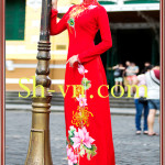 Áo dài lụa thêu hoa 'Mẫu lụa tơ tằm 414'