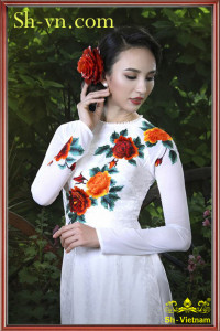 Áo dài thêu hoa hồng 'Mẫu thêu hoa hồng 608'