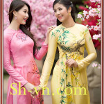 Áo dài thêu hoa mai 'Mẫu thêu hoa mai 521'