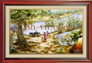 Tranh thêu phong cảnh làng quê 'Quê hương thanh bình (67)' Tranh thêu phong cảnh làng quê 'Quê hương thanh bình (67)'