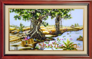 Tranh thêu phong cảnh làng quê 'Quê hương thanh bình (19)' Tranh thêu phong cảnh làng quê 'Quê hương thanh bình (19)'