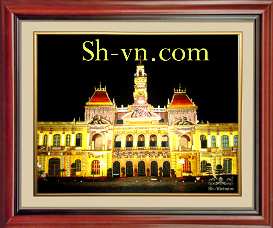 Tranh thêu phong cảnh làng quê 'UBND Thành phố (07)'
