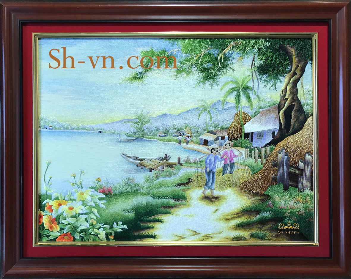 Tranh thêu phong cảnh quê hương 'Quê hương Việt Nam (5630)'