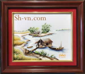 Tranh thêu phong cảnh làng quê 'Ven sông (32)' Tranh thêu phong cảnh làng quê 'Ven sông (32)'