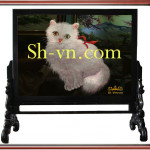 Tranh thêu tay cao cấp Hà Nội 'Mèo may mắn 4312'