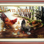 Tranh thêu tay cao cấp Hà Nội 'Sum vầy tranh thêu đàn gà 4327'