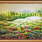 Tranh thêu tay hoa đẹp Sắc xuân lai 1141