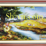 Tranh thêu tay phong cảnh quê hương Nhịp sống quê hương 2329