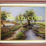 Tranh thêu tay phong cảnh quê hương Nhịp sống quê hương 2331