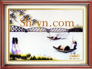 Tranh thêu tay phong cảnh quê hương Nhịp sống quê hương 2277