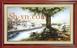 Tranh thêu tay phong cảnh quê hương Quê cha đất tổ 1118