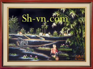 Tranh thêu tay phong cảnh quê hương Quê hương 1167
