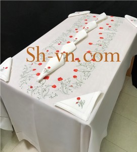 Khăn trải bàn hình chữ nhật 'Họa tiết thêu đẹp 654'
