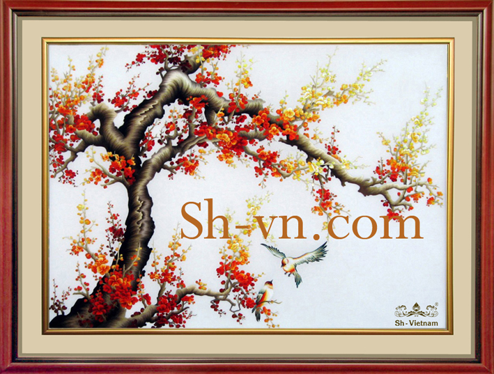 Tranh thêu hoa Đào 'Đánh thức mùa xuân (23)' Tranh-theu-hoa-dao (23)