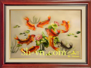 Tranh thêu tay Cá Chép 'Cửu ngư đồ' (34) Tranh thêu tay Cá Chép 'Cửu ngư đồ' (34)