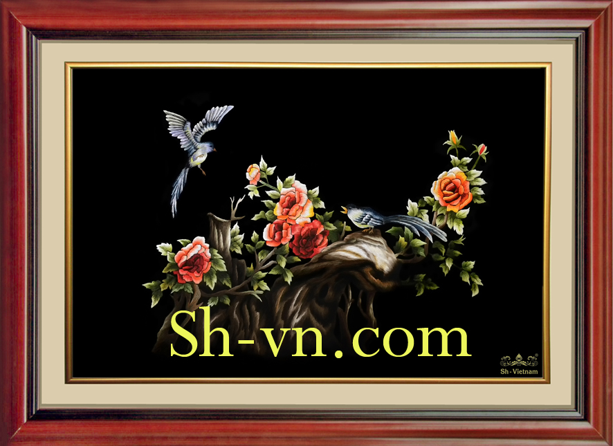 Tranh thêu tay đôi uyên ương 'Đôi uyên ương (1022)'