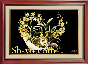Tranh thêu tay hoa đẹp 'Nón Lan rừng vàng' (84)