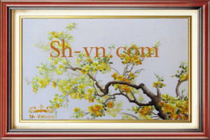 Tranh thêu tay hoa mai 'Hoa mai 2402'
