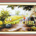 Tranh thêu tay phong cảnh quê hương 'Nhịp sống quê hương 2328'