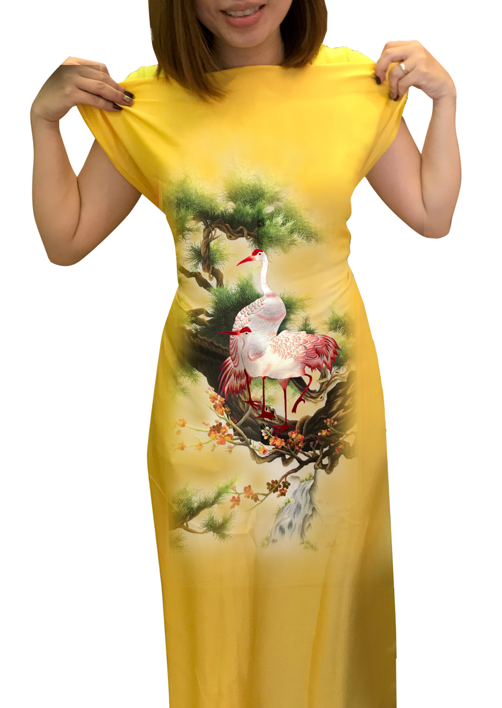 Mẫu áo dài thêu tay 'Họa tiết Hạc đậu đầu non (2002)' Mẫu áo dài thêu tay 'Họa tiết Hạc đậu đầu non (2002)'