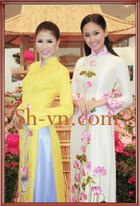 Áo dài lụa thêu hoa sen 'Mẫu thêu hoa 402'