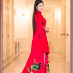 Áo dài lụa thêu hoa sen 'Mẫu thêu hoa 409'