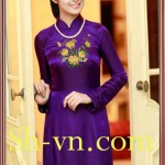 Áo dài lụa thêu hoa sen 'Mẫu thêu hoa 418'
