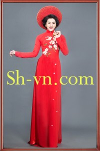 Áo dài lụa thêu hoa sen 'Mẫu thêu hoa 419'