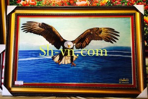 Tranh thêu tay Bình Dương "Đại bàng trên biển bình minh"