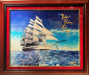 Tranh thêu tay Bình Dương "Thuận buồm xuôi gió"