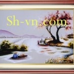 Tranh thêu tay cảnh làng quê 'Bến nước tình quê 2339'