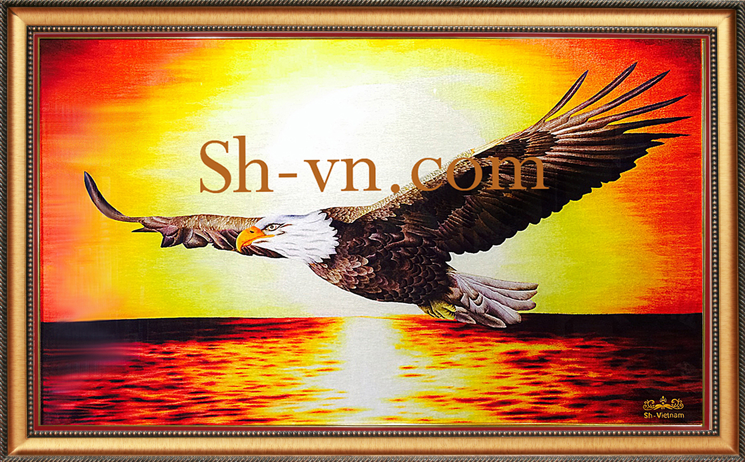 Tranh thêu tay Huế 'Đại Bàng trên biển bình minh (106)'