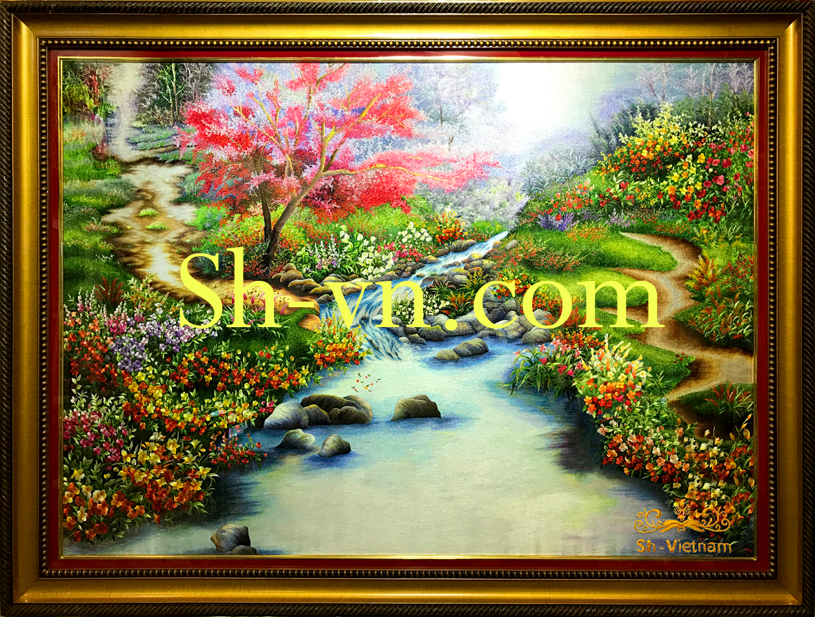 Tranh thêu tay Huế 'Suối mơ (111)' Tranh thêu tay Huế 'Suối mơ (111)'